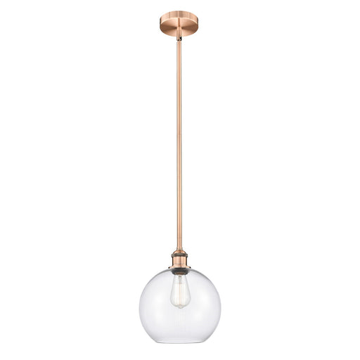 Innovations Athens 10in 1-Light Mini Pendant | Industrial Antique Copper Steel and Clear Glass | Kitchen Island & Dining | Model 616-1S-AC-G122-10-LED