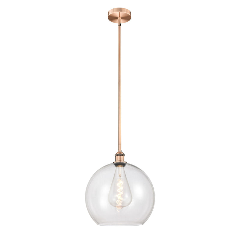Innovations Athens 14in 1-Light Pendant | Industrial Antique Copper Steel and Clear Glass | Kitchen Island & Dining Room | Model 616-1S-AC-G122-14-LED