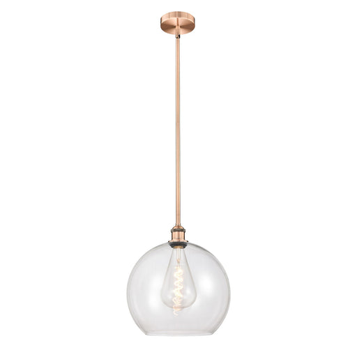 Innovations Athens 14in 1-Light Pendant | Industrial Antique Copper Steel and Clear Glass | Kitchen Island & Dining Room | Model 616-1S-AC-G122-14-LED