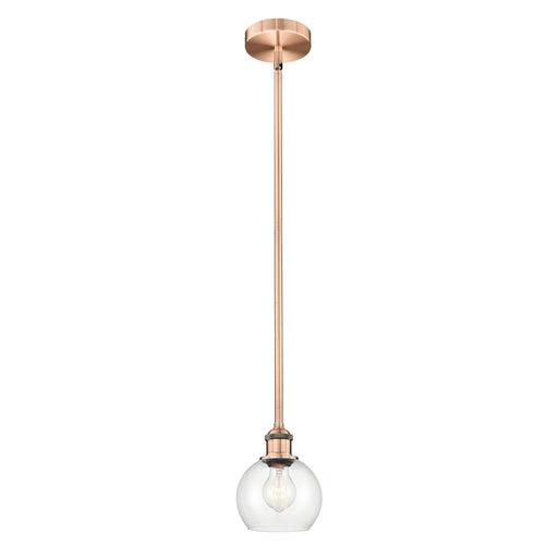 Innovations Athens 6in 1-Light Mini Pendant | Industrial Antique Copper Steel and Clear Glass | Kitchen Island & Dining Room | Model 616-1S-AC-G122-6-LED