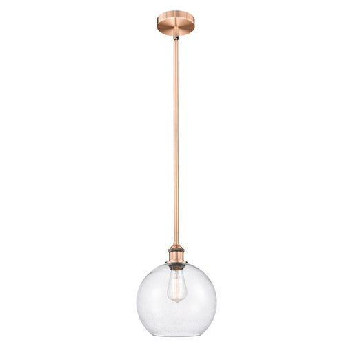 Innovations Athens 10in 1-Light Mini Pendant | Industrial Antique Copper Steel and Seedy Glass | Kitchen Island & Dining | Model 616-1S-AC-G124-10-LED