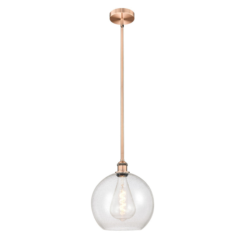 Innovations Athens 12in 1-Light Mini Pendant | Industrial Antique Copper Steel and Seedy Glass | Kitchen Island & Dining Room | Model 616-1S-AC-G124-12