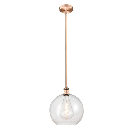 Innovations Athens 12in 1-Light Mini Pendant | Industrial Antique Copper Steel and Seedy Glass | Kitchen Island & Dining Room | Model 616-1S-AC-G124-12