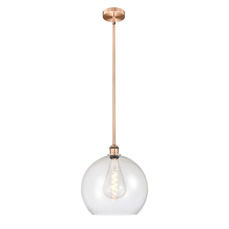 Innovations Athens 14in 1-Light Pendant | Industrial Antique Copper Steel and Seedy Glass | Kitchen Island & Dining Room | Model 616-1S-AC-G124-14-LED
