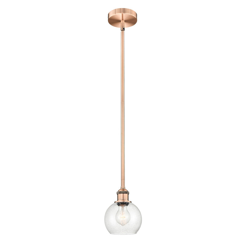 Innovations Athens 6in 1-Light Mini Pendant | Industrial Antique Copper Steel and Seedy Glass | Kitchen Island & Dining Room | Model 616-1S-AC-G124-6