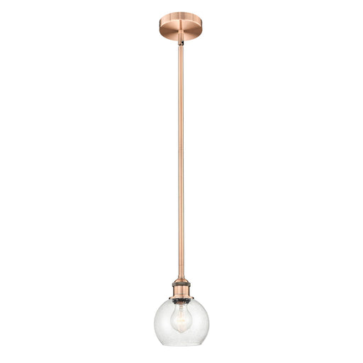 Innovations Athens 6in 1-Light Mini Pendant | Industrial Antique Copper Steel and Seedy Glass | Kitchen Island & Dining Room | Model 616-1S-AC-G124-6-LED