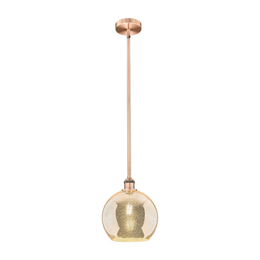Innovations Athens 10in 1-Light Mini Pendant | Industrial Antique Copper Steel and Mercury Glass | Kitchen Island & Dining Room | Model 616-1S-AC-G128-10