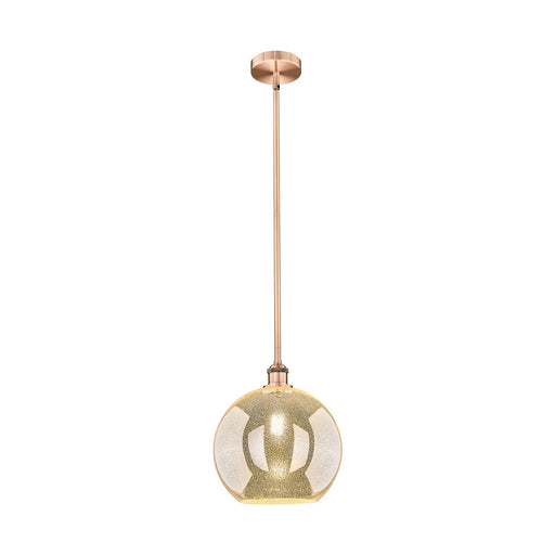 Innovations Athens 12in 1-Light Mini Pendant | Industrial Antique Copper Steel and Mercury Glass | Kitchen Island & Dining Room | Model 616-1S-AC-G128-12