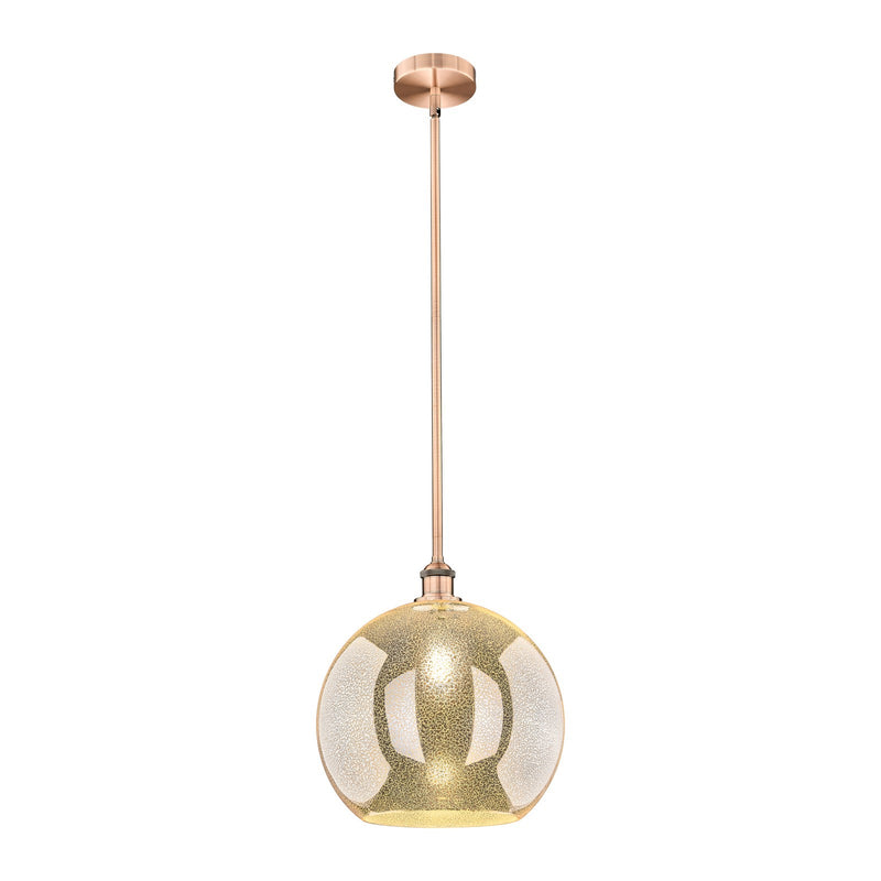 Innovations Athens 14in 1-Light Pendant | Industrial Antique Copper Steel and Mercury Glass | Kitchen Island & Dining Room | Model 616-1S-AC-G128-14
