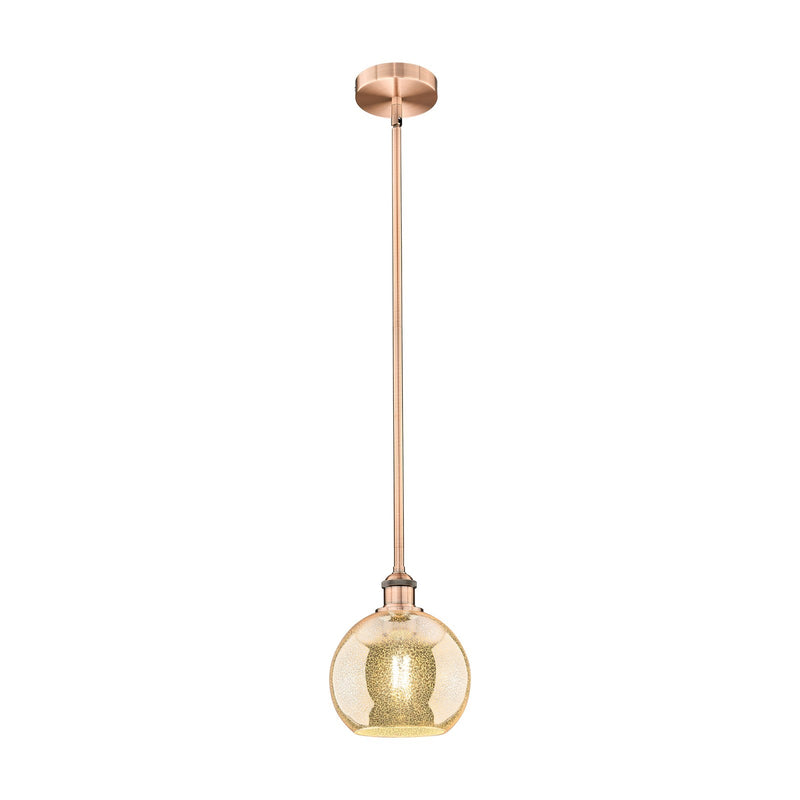 Innovations Athens 8in 1-Light Mini Pendant | Industrial Antique Copper Steel and Mercury Glass | Kitchen Island & Dining Room | Model 616-1S-AC-G128-8