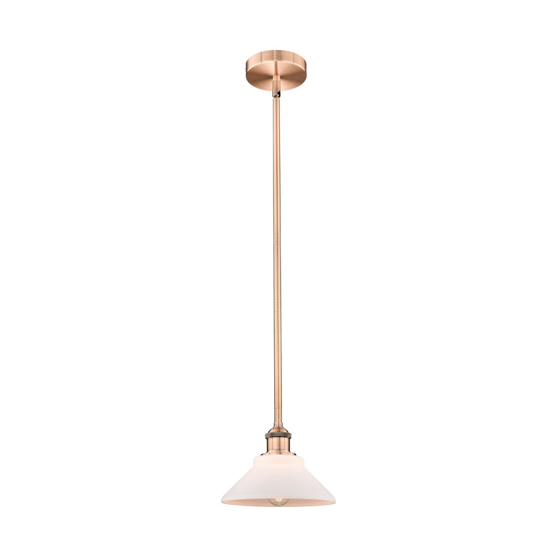 Innovations Orwell 8.38in 1-Light Mini Pendant | Industrial Antique Copper Steel and Matte White Glass | Kitchen Island | 8.38 | Model 616-1S-AC-G131-LED