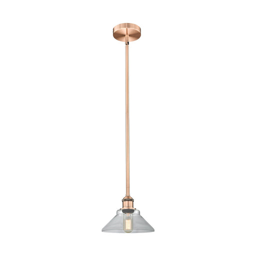 Innovations Orwell 8.38in 1-Light Mini Pendant | Industrial Antique Copper Steel and Clear Glass | Kitchen Island | 8.38 x 8.38 | Model 616-1S-AC-G132-LED