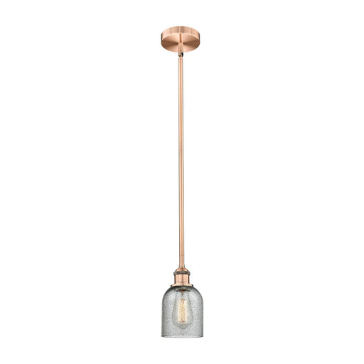 Innovations Caledonia 5in 1-Light Mini Pendant | Industrial Antique Copper Steel and Charcoal Glass | Kitchen Island & Dining Room | Model 616-1S-AC-G257