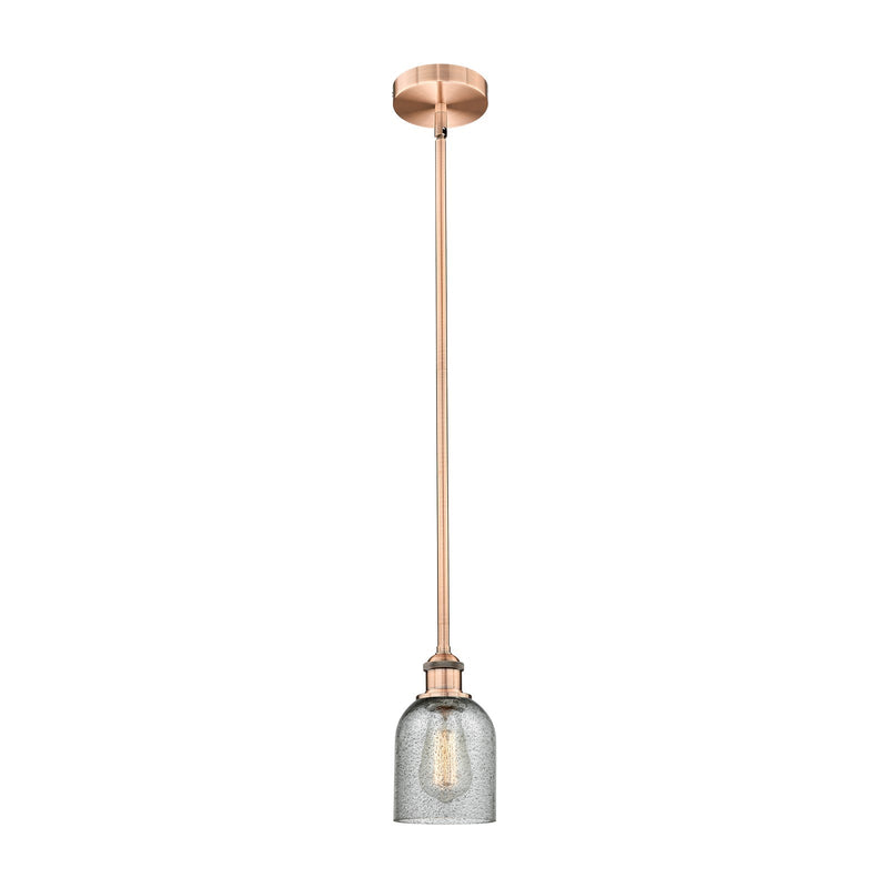 Innovations Caledonia 5in 1-Light Mini Pendant | Industrial Antique Copper Steel and Charcoal Glass | Kitchen Island & Dining | Model 616-1S-AC-G257-LED