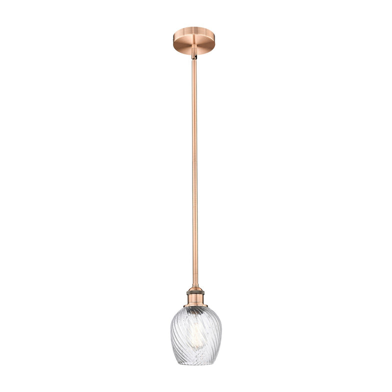 Innovations Salina 5.75in 1-Light Mini Pendant | Industrial Antique Copper Steel and Clear Spiral Fluted Glass | Kitchen Island | Model 616-1S-AC-G292-LED