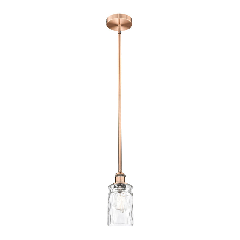 Innovations Candor 4.75in 1-Light Mini Pendant | Industrial Antique Copper Steel and Clear Waterglass Glass | Kitchen Island & | Model 616-1S-AC-G352