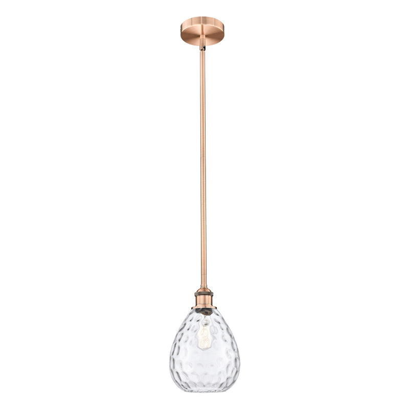 Innovations Waverly 8in 1-Light Mini Pendant | Industrial Antique Copper Steel and Clear Glass | Kitchen Island & Dining Room | Model 616-1S-AC-G372-LED