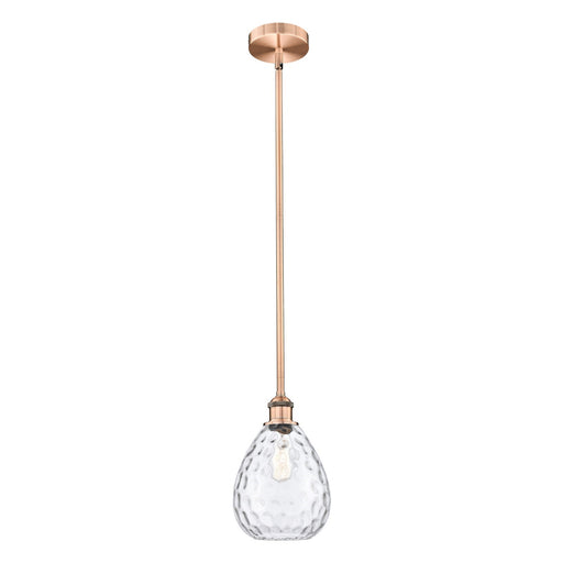 Innovations Waverly 8in 1-Light Mini Pendant | Industrial Antique Copper Steel and Clear Glass | Kitchen Island & Dining Room | Model 616-1S-AC-G372-LED