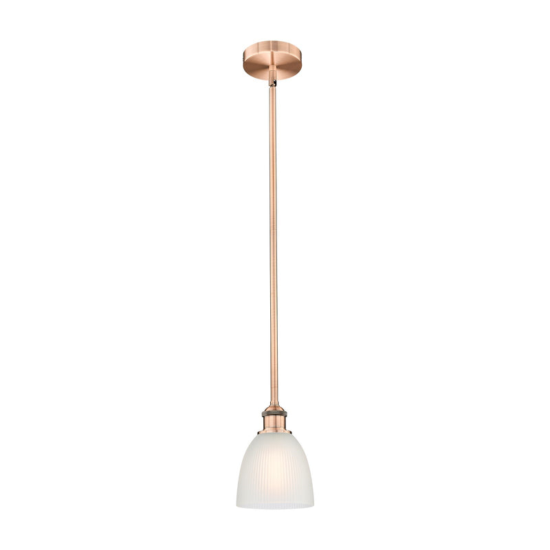 Innovations Castile 6in 1-Light Mini Pendant | Industrial Antique Copper Steel and White Glass | Kitchen Island & Dining Room | 6 x | Model 616-1S-AC-G381