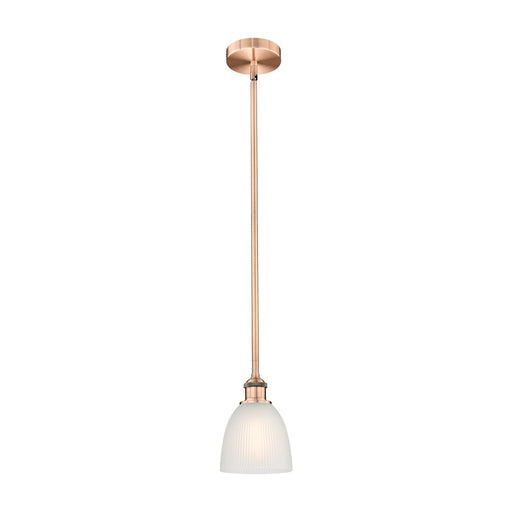 Innovations Castile 6in 1-Light Mini Pendant | Industrial Antique Copper Steel and White Glass | Kitchen Island & Dining Room | 6 x | Model 616-1S-AC-G381