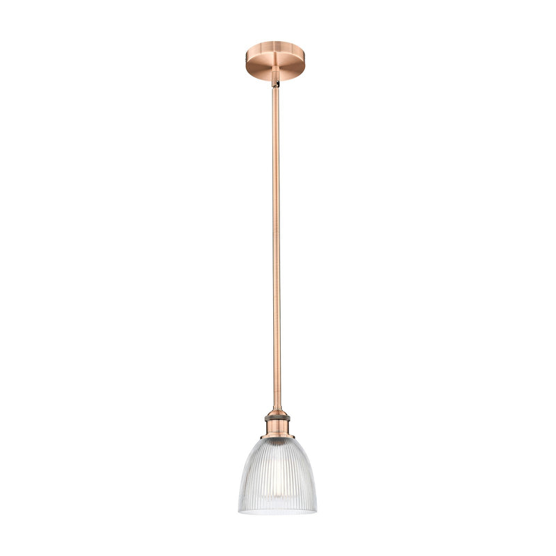 Innovations Castile 6in 1-Light Mini Pendant | Industrial Antique Copper Steel and Clear Glass | Kitchen Island & Dining Room | 6 x | Model 616-1S-AC-G382