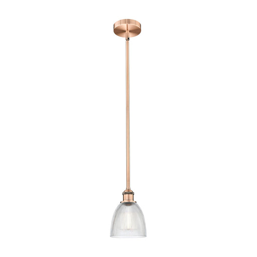 Innovations Castile 6in 1-Light Mini Pendant | Industrial Antique Copper Steel and Clear Glass | Kitchen Island & Dining Room | 6 x | Model 616-1S-AC-G382