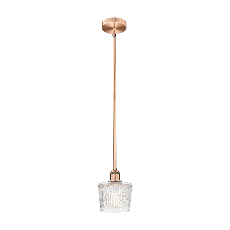 Innovations Niagara 7in 1-Light Mini Pendant | Art Nouveau Antique Copper Steel and Clear Textured Glass | Kitchen Island & Dining | Model 616-1S-AC-G402
