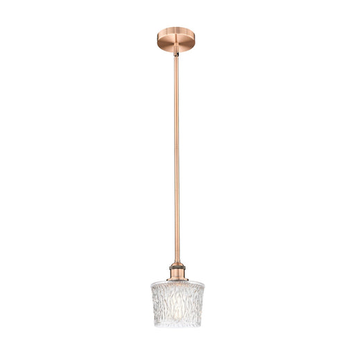 Innovations Niagara 7in 1-Light Mini Pendant | Art Nouveau Antique Copper Steel and Clear Textured Glass | Kitchen Island & Dining | Model 616-1S-AC-G402