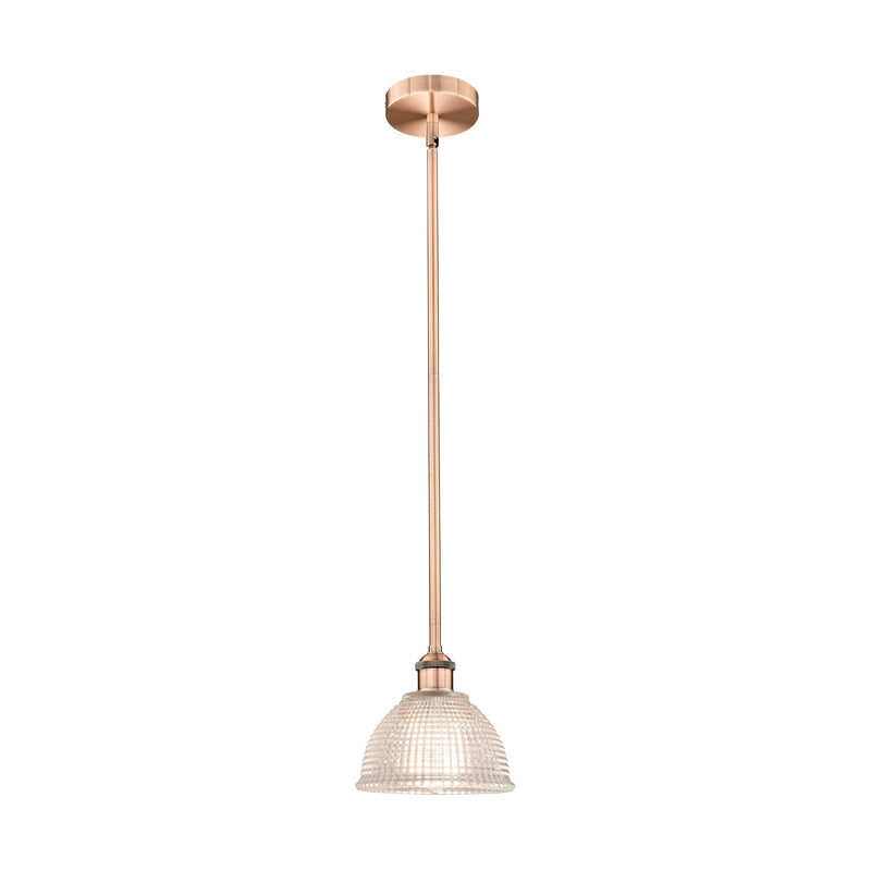 Innovations Arietta 8in 1-Light Mini Pendant | Industrial Antique Copper Steel and Clear Glass | Kitchen Island & Dining Room | Model 616-1S-AC-G422