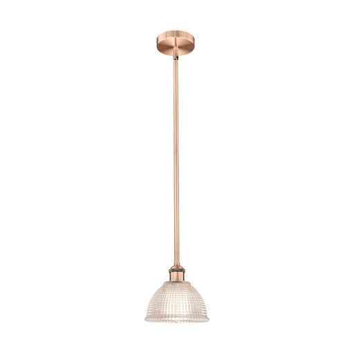 Innovations Arietta 8in 1-Light Mini Pendant | Industrial Antique Copper Steel and Clear Glass | Kitchen Island & Dining Room | Model 616-1S-AC-G422
