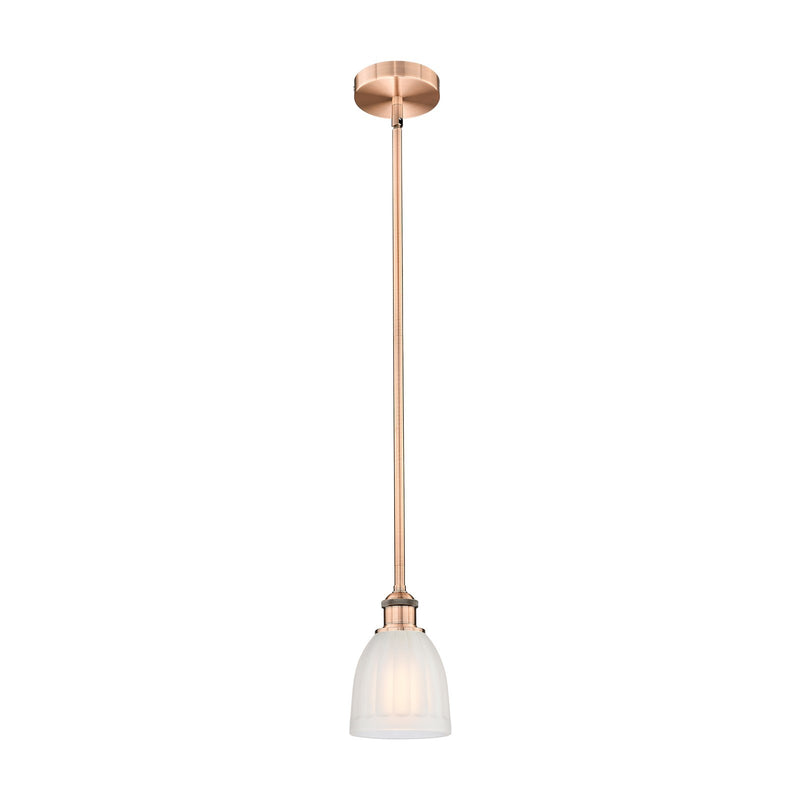 Innovations Brookfield 6in 1-Light Mini Pendant | Industrial Antique Copper Steel and White Frosted Ribbed Glass | Kitchen Island & | Model 616-1S-AC-G441
