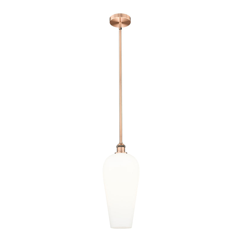 Innovations Chelsea 8in 1-Light Mini Pendant | Industrial Antique Copper Steel and White Glass | Kitchen Island & Dining Room | Model 616-1S-AC-G456-8WH