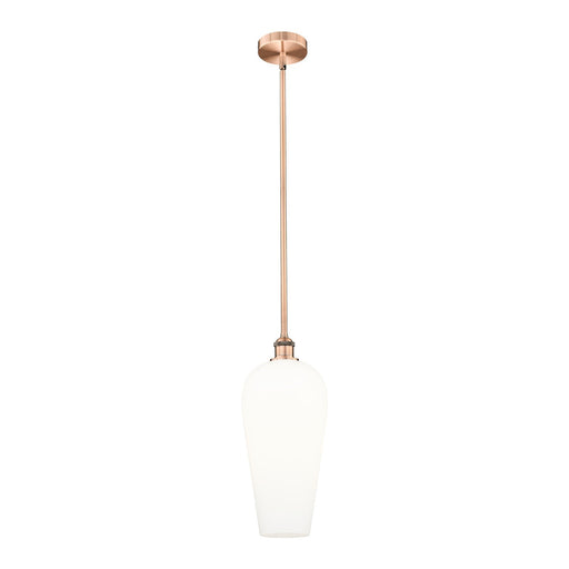 Innovations Chelsea 8in 1-Light Mini Pendant | Industrial Antique Copper Steel and White Glass | Kitchen Island & Dining Room | Model 616-1S-AC-G456-8WH