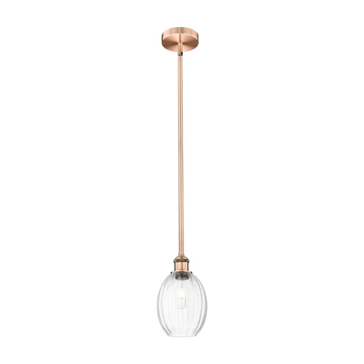 Innovations Preston Bulb 6.25in 1-Light Mini Pendant | Industrial Antique Copper Steel and Clear Glass | Kitchen Island & | Model 616-1S-AC-G459-6CL