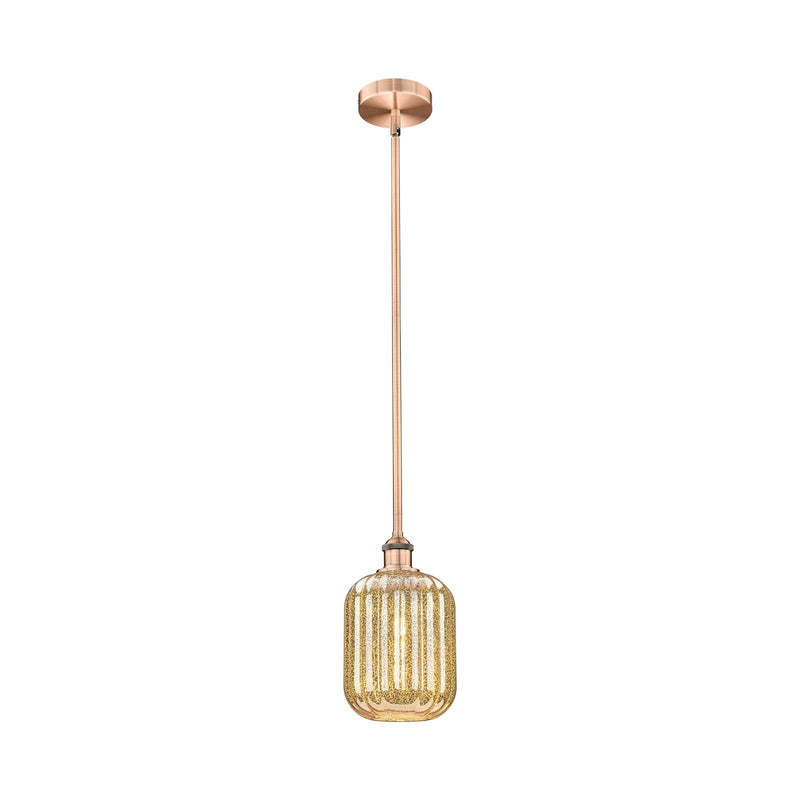 Innovations Preston Cylinder 6.75in 1-Light Mini Pendant | Industrial Antique Copper Steel and Mercury Glass | Kitchen Island & | Model 616-1S-AC-G460-7ME