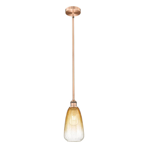 Innovations Brookhaven Almond 6in 1-Light Mini Pendant | Industrial Antique Copper Steel and Amber Glass | Kitchen Island & | Model 616-1S-AC-G480-6AM
