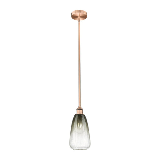 Innovations Brookhaven Almond 6in 1-Light Mini Pendant | Industrial Antique Copper Steel and Slate Glass | Kitchen Island & | Model 616-1S-AC-G480-6SL