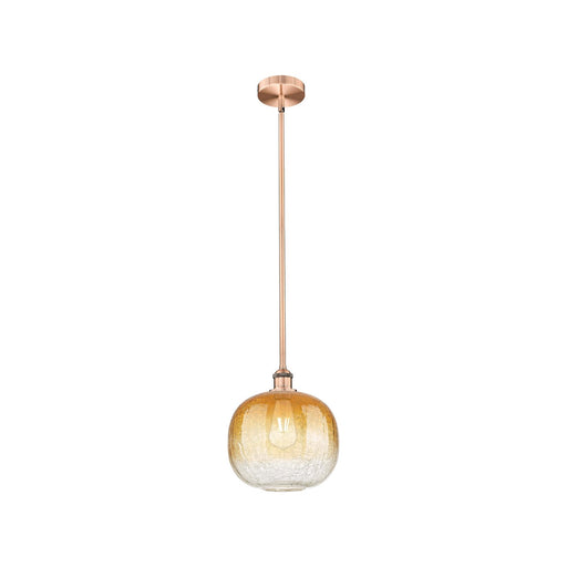 Innovations Brookhaven Sphere 10.5in 1-Light Mini Pendant | Industrial Antique Copper and Amber Glass | Kitchen Island & | Model 616-1S-AC-G481-10AM