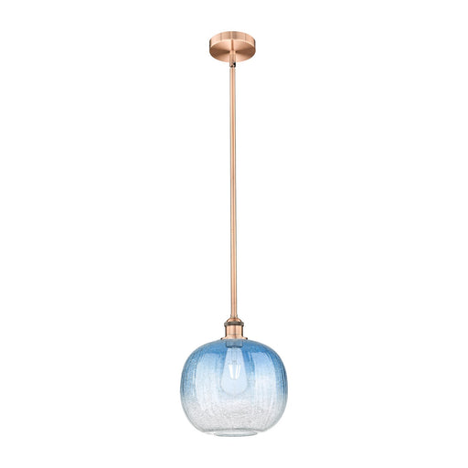 Innovations Brookhaven Sphere 10.5in 1-Light Mini Pendant | Industrial Antique Copper Steel and Sapphire Blue Glass | Kitchen | Model 616-1S-AC-G481-10SB