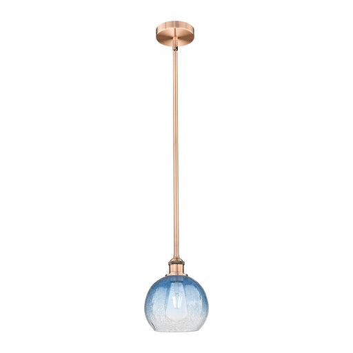 Innovations Brookhaven Globe 1-Light Mini Pendant | Industrial Antique Copper Steel and Sapphire Blue Glass | Kitchen Island & | Model 616-1S-AC-G483-8SB