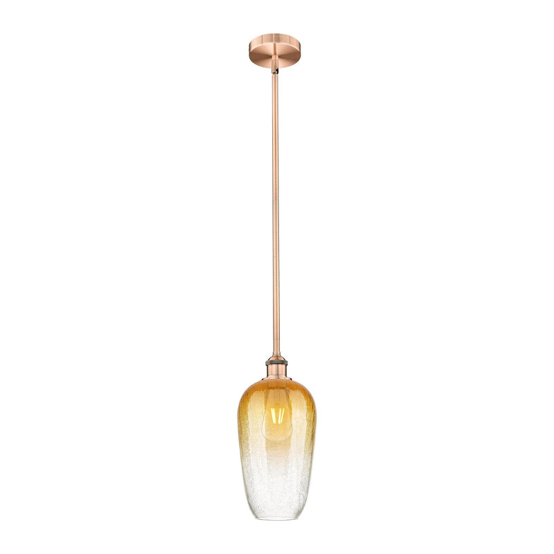 Innovations Brookhaven Flute 7in 1-Light Mini Pendant | Industrial Antique Copper Steel and Amber Glass | Kitchen Island & | Model 616-1S-AC-G484-7AM