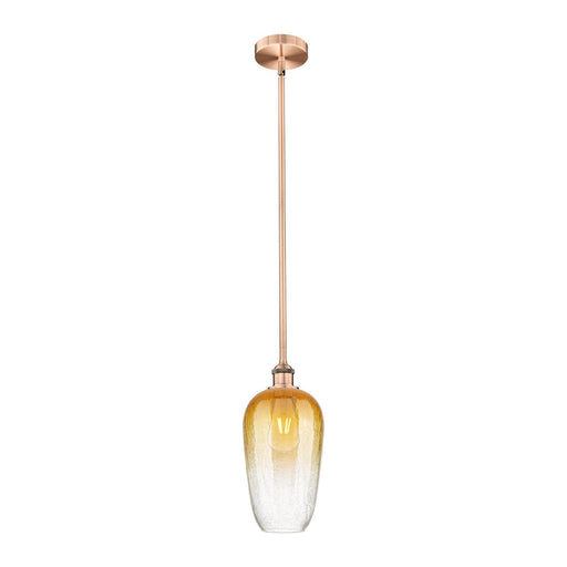 Innovations Brookhaven Flute 7in 1-Light Mini Pendant | Industrial Antique Copper Steel and Amber Glass | Kitchen Island & | Model 616-1S-AC-G484-7AM