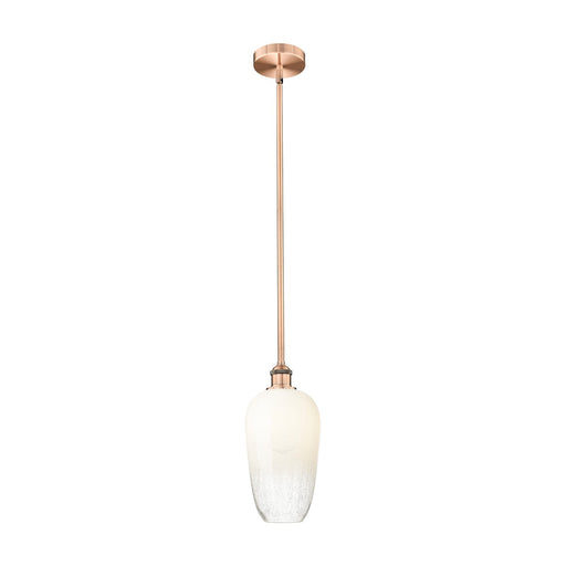 Innovations Brookhaven Flute 7in 1-Light Mini Pendant | Industrial Antique Copper Steel and Opal Glass | Kitchen Island | 7 x 7 | Model 616-1S-AC-G484-7OP