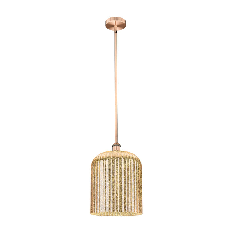 Innovations Bridal Veil 5in 1-Light Mini Pendant | Art Nouveau Antique Copper Steel and Mercury Ribbed Glass | Kitchen Island | Model 616-1S-AC-G559-12ME
