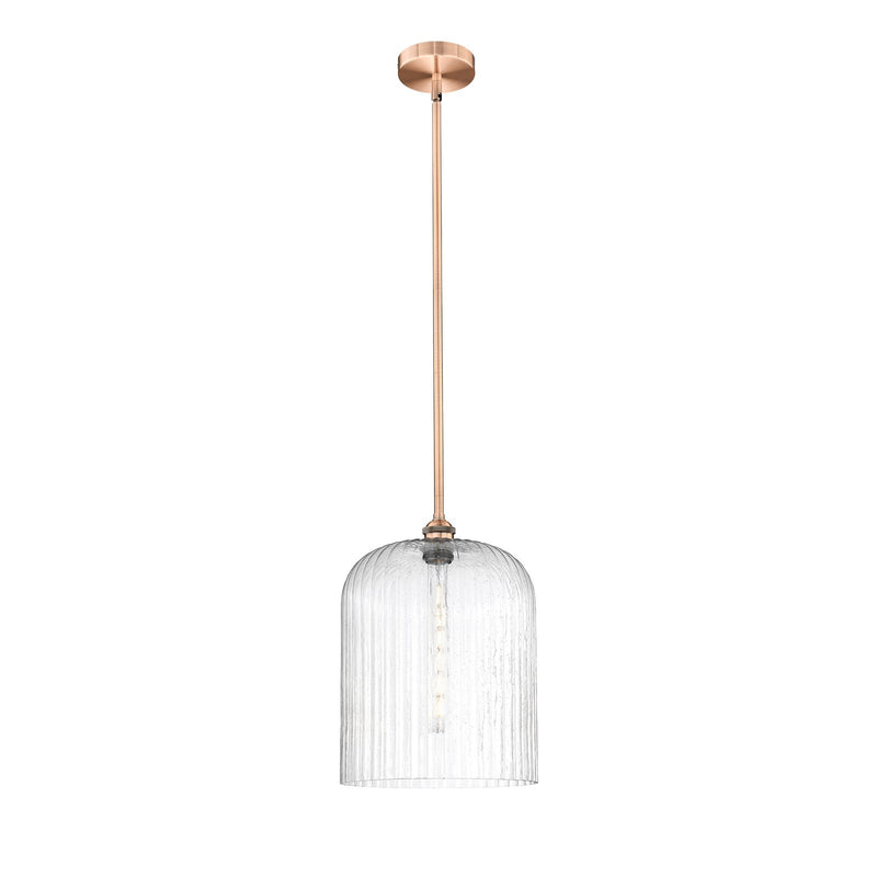 Innovations Bridal Veil 1-Light 5in Mini Pendant | Art Nouveau Antique Copper Steel and Seedy Ribbed Glass | Kitchen Island & | Model 616-1S-AC-G559-12SDY