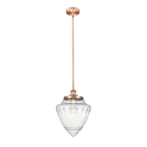 Innovations Bridgeton 12in 1-Light Mini Pendant | Traditional Antique Copper Steel and Seedy Glass | Kitchen Island & Dining | Model 616-1S-AC-G664-12