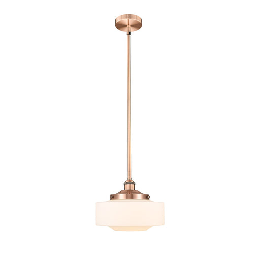 Innovations Bridgeton 12in 1-Light Mini Pendant | Traditional Antique Copper Steel and Matte White Frosted Glass | Kitchen | Model 616-1S-AC-G691-12
