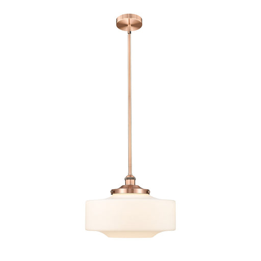 Innovations Bridgeton 12in 1-Light Mini Pendant | Traditional Antique Copper Steel and Matte White Frosted Glass | Kitchen | Model 616-1S-AC-G691-16