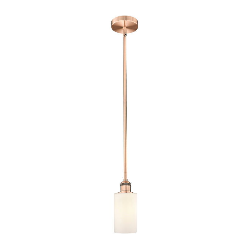 Innovations Clymer 4in 1-Light Mini Pendant | Art Nouveau Antique Copper Steel and Matte White Glass | Kitchen Island & Dining Room | Model 616-1S-AC-G801