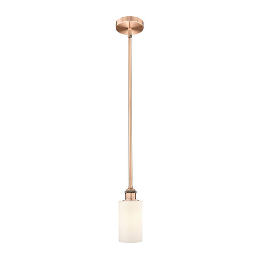 Innovations Clymer 4in 1-Light Mini Pendant | Art Nouveau Antique Copper Steel and Matte White Glass | Kitchen Island & Dining Room | Model 616-1S-AC-G801